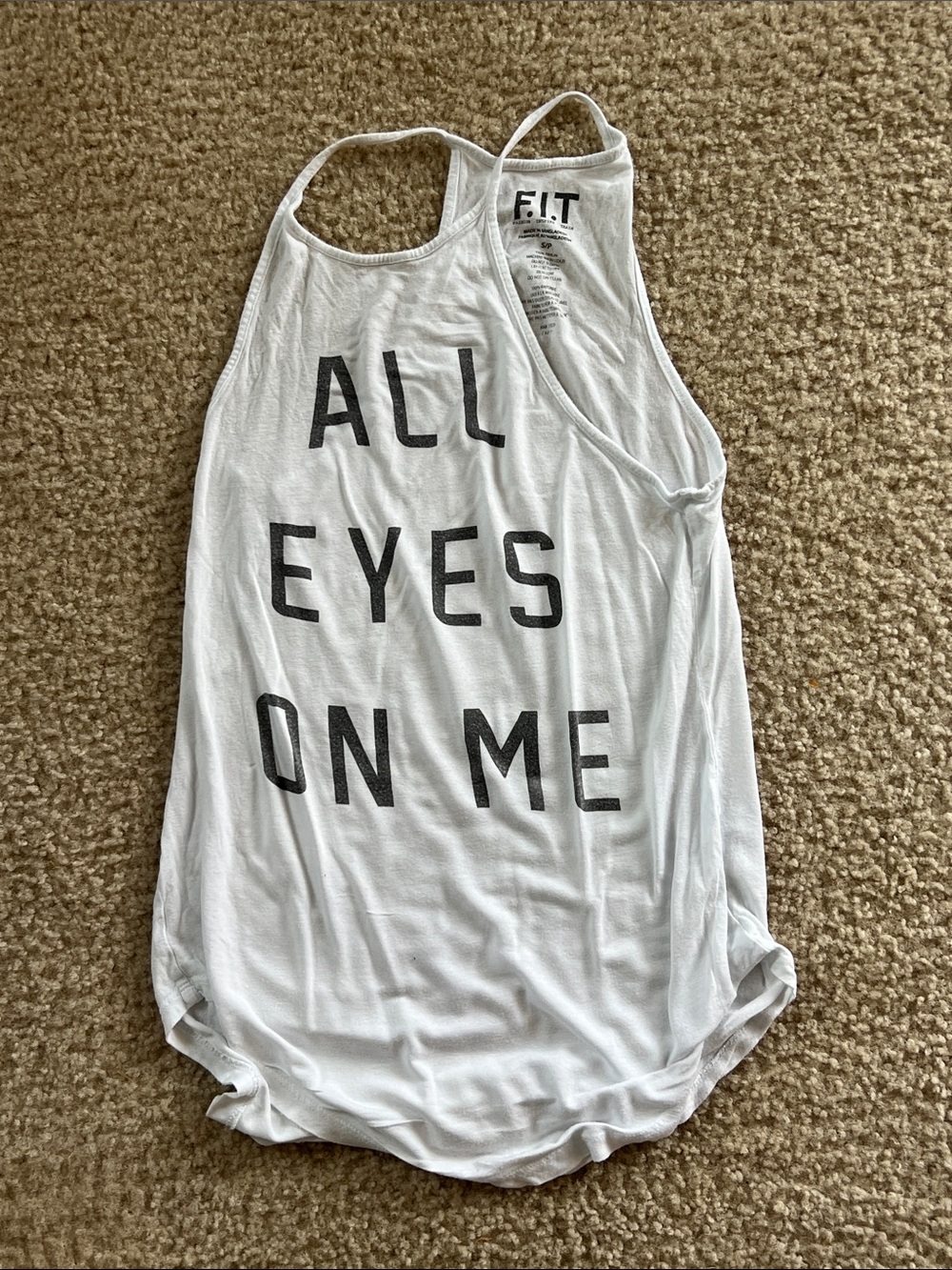 F.I.T Women's White 'All Eyes On Me' Graphic Tank Top